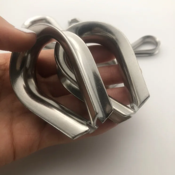 Factory Standard Duty Stainless Steel Wire Rope Thimble Clevice 304 316L Stainless steel wire rope chicken heart ring