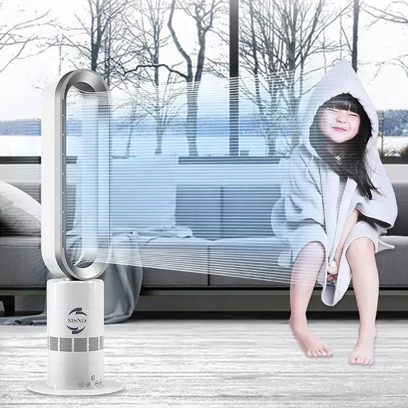 Restaurant High End Intelligent Remote Control Energy-saving Cooling and Heater Bladeless Floor Standing Electric Fan