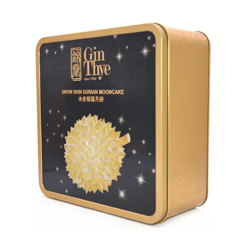 personalized metal moon cake box Mid Autumn packaging empty custom square mooncake tin box