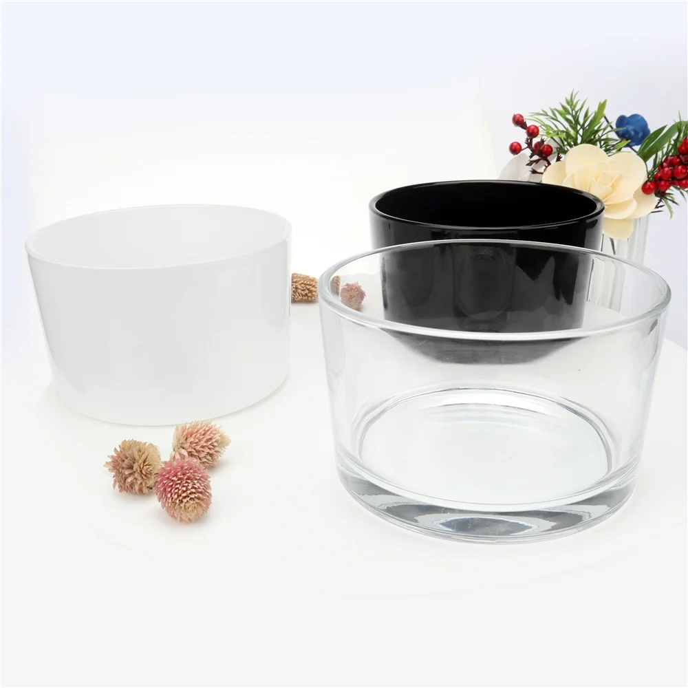 480ml 700ml 16oz 24oz Empty Luxury 3 Wicks Tumbler Matte Black Frosted White Clear Wide Mouth Big Large Glass Candle Jars