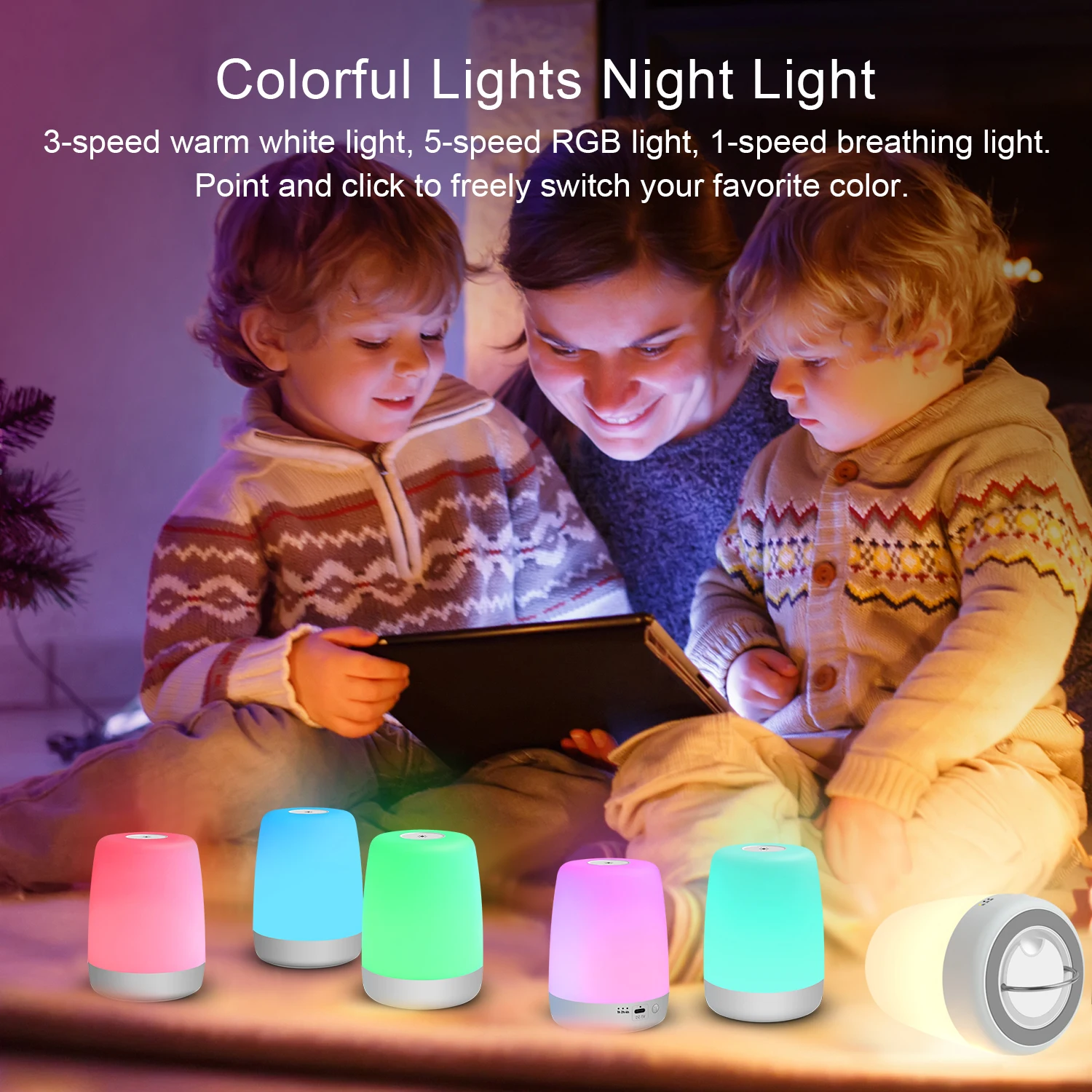 Portable 7 RGB Colorful Desk Lamp 3D Soft Light Led Projector Cute Mini Night Light with Timer Function