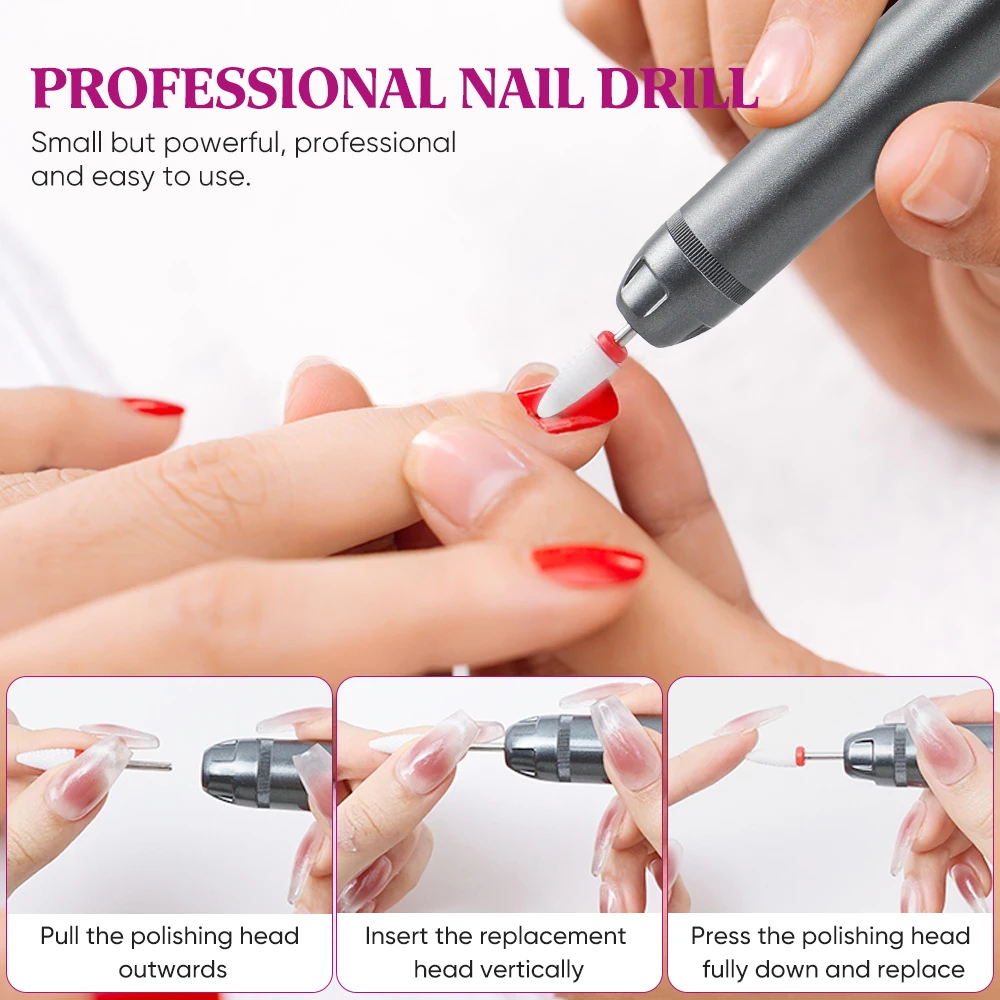 15000RPM Portable Cordless Nail Drill Rechargeable Wireless Electric Polishing Machine Manicure Pedicure Kit Nail File