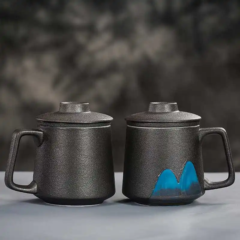 custom logo strainer ceramic porcelain china tea infuser mug cup set with infuser and lid box set