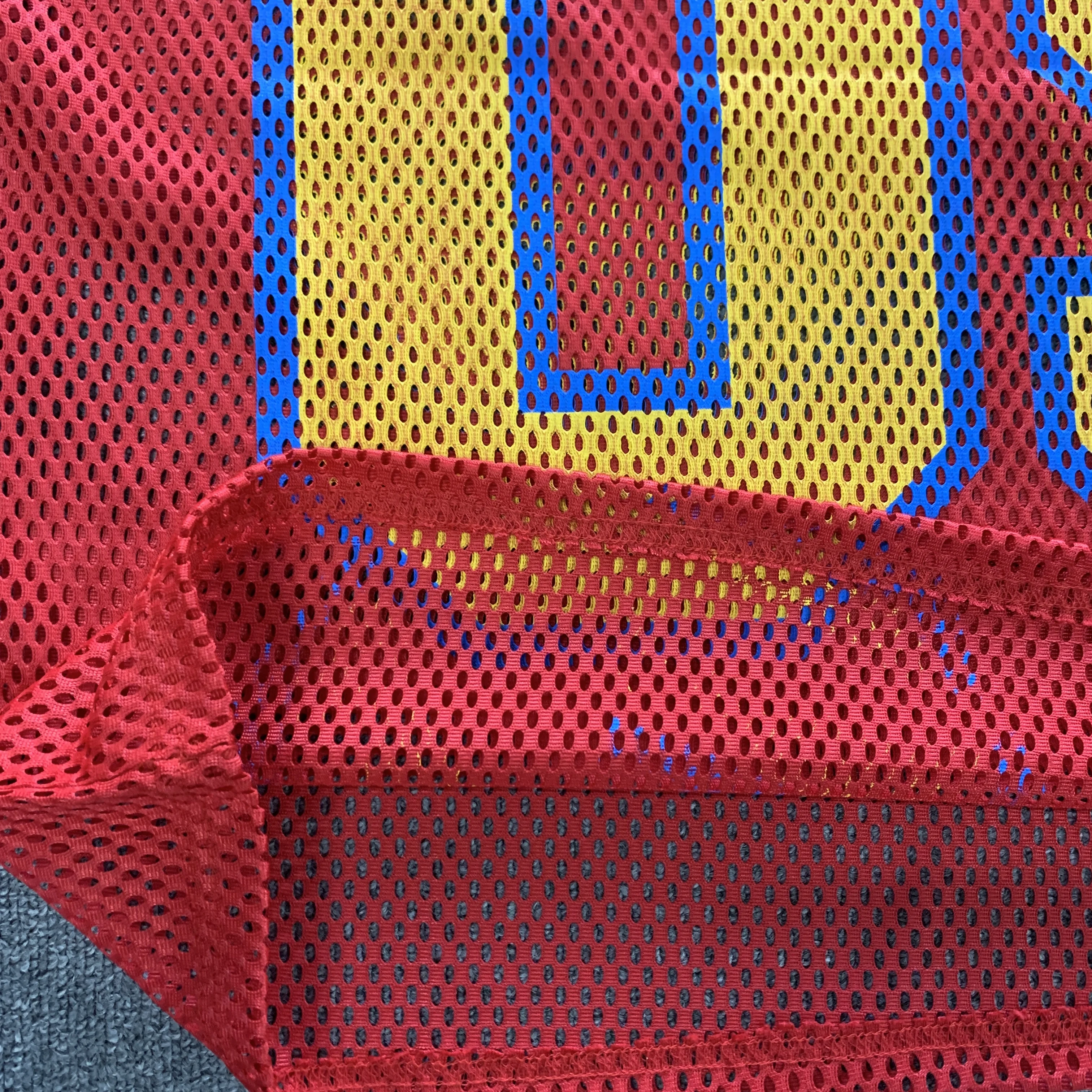 Hot sell Sunton new design mesh fabric jersey shirt screen print logo sports wear jersey big hole fabric breathable