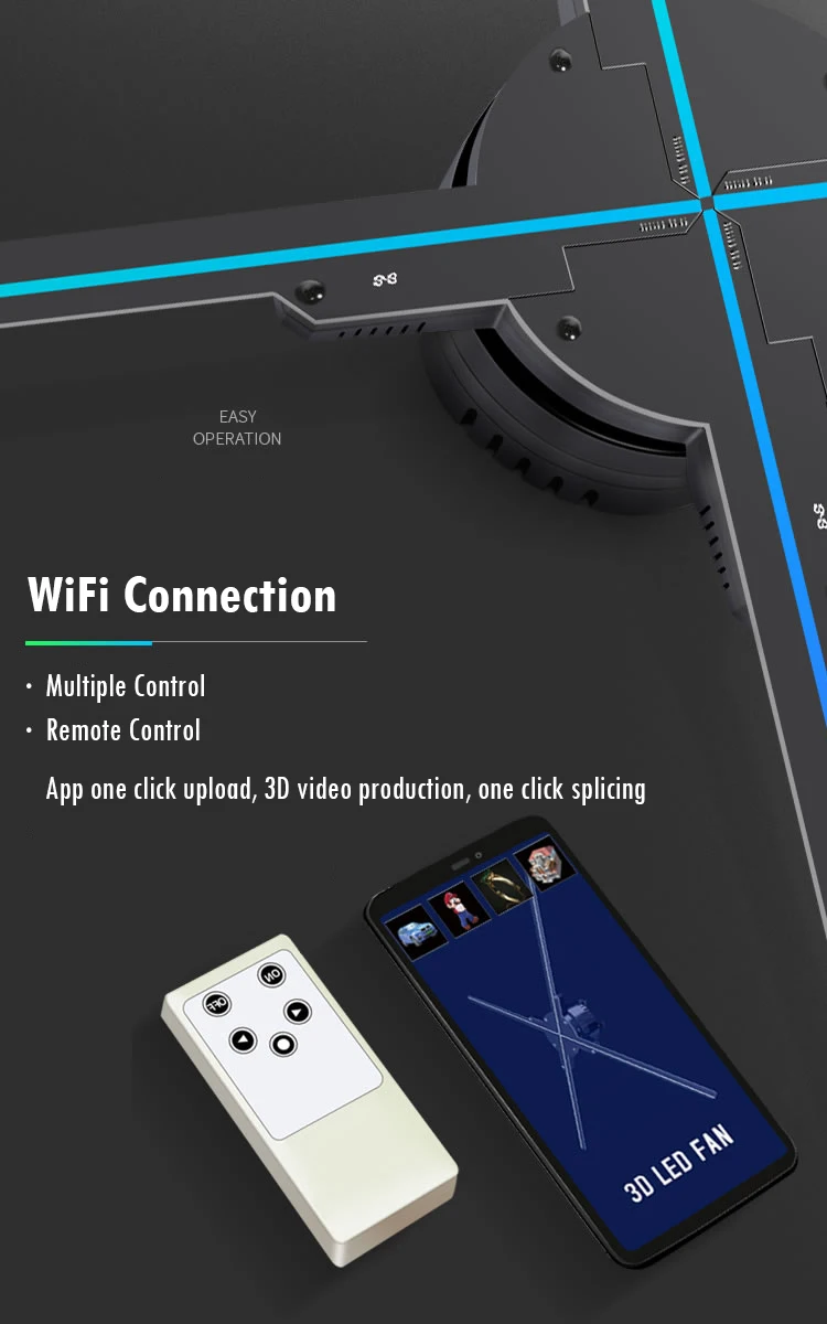  65 см Wifi 4 тюка голографические цифровые рекламные устройства светодиодный вентилятор 3D