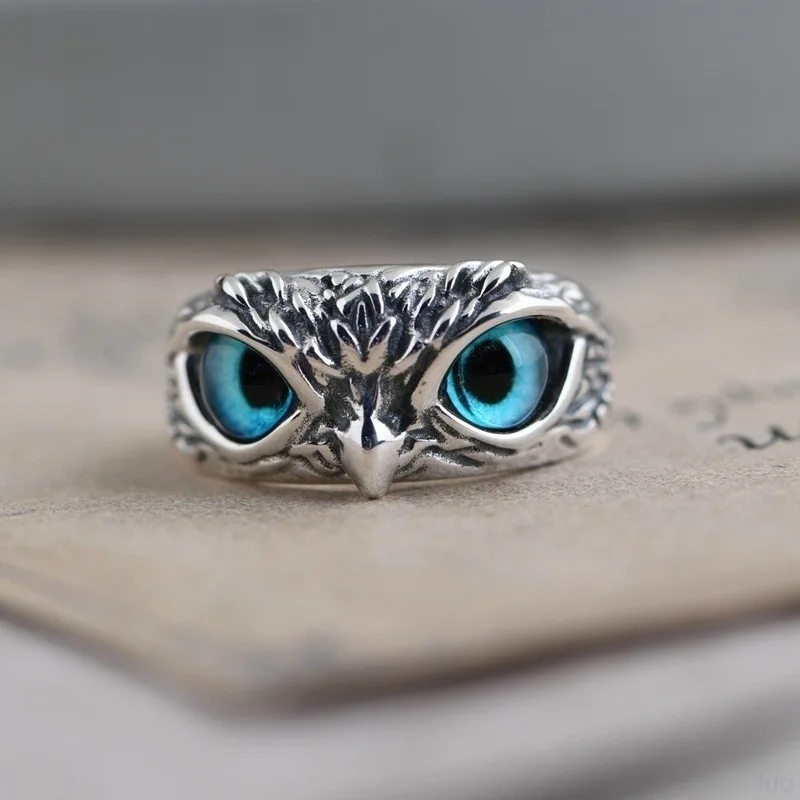 High Quality 925 Sterling Silver Owl Ring Retro Ring Personality Design Cool Ins Trend Men And Women Luxury Jewelry Gifts