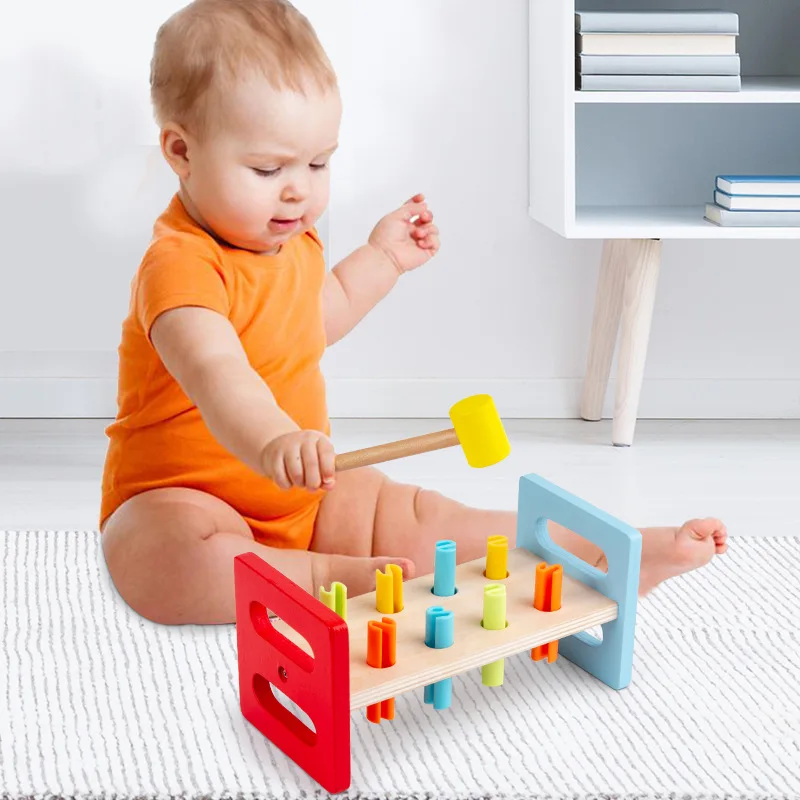 Creative wooden piling station exercise hand-eye coordination educational toys