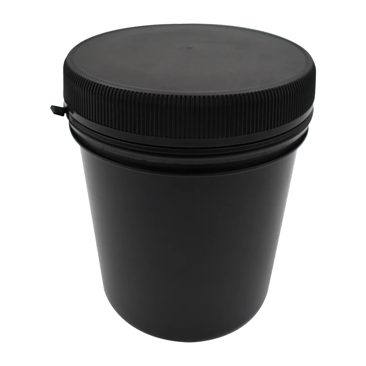 1L food grade black plastic PET bottle jar with Screw Caps Lids with scoop For protein powder tubs