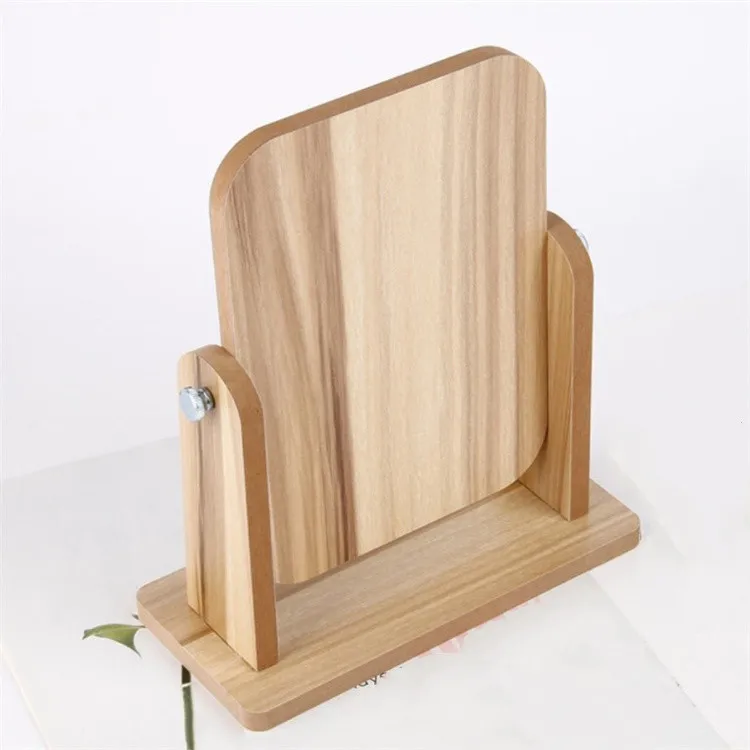 Simple Desktop Solid Wood Makeup Mirror Home Rotatable Dressing Mirroring Office Portable Desktop Mirror