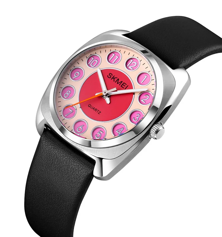 luxury skmei Q029 watch with logo leather strap big face watches