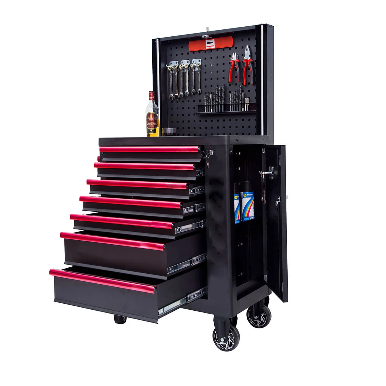 Corrosion-Resistant Stainless Steel 7 Drawer Rolling Tool Trolley Chest For Top Mechanics