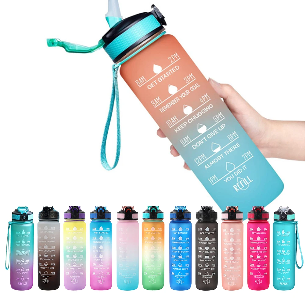 1000ml Wholesale Custom Logo Gym Free BPA Sport eco friendly Plastic tritan Drinking Water Bottles