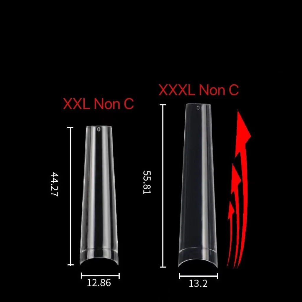 504PCS XXL XXXL Nail Tips Non C Curve Nail Tip Box False Nails Press On Clear Box Wholesale