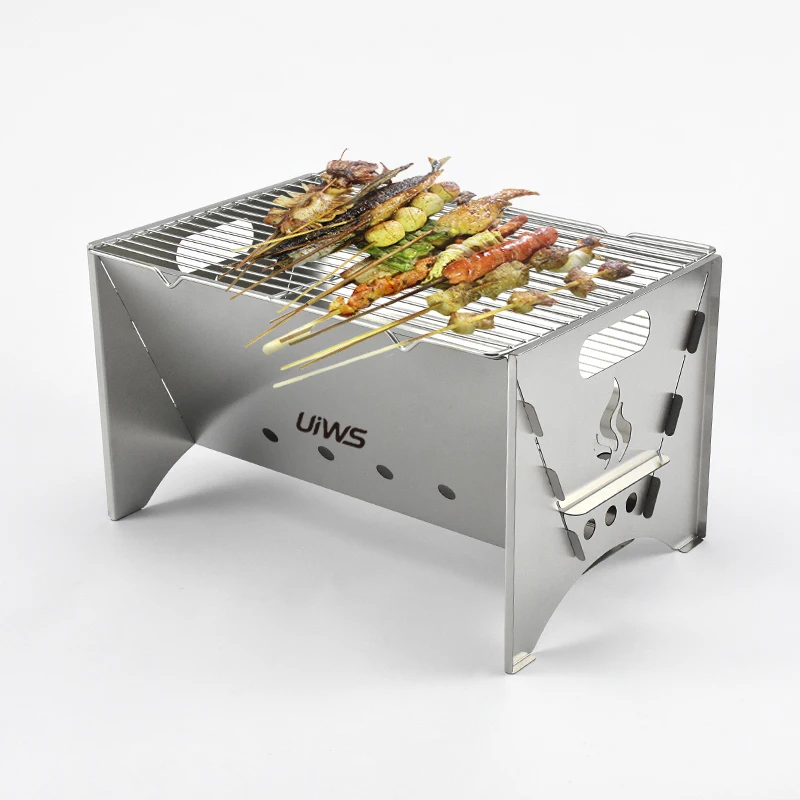 Removable outdoor picnic stainless steel charcoal bbq grill square large capacity charcoal barbecue grill