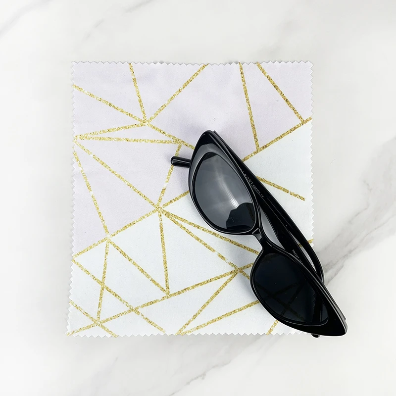 Custom Logo Gridding Print Microfiber Cloth Cleaning Sunglasses Camera Lens Screen Watch Cloth Durable Eyeglasses Care Product