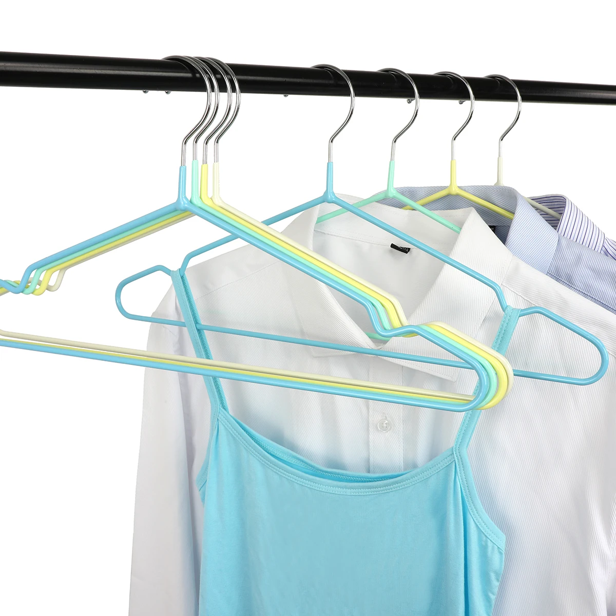 Lindon Wholesale Colorful Wire Hangers Non-Slip PVC Coated Metal Laundry Clothes Hanger for Supermarket
