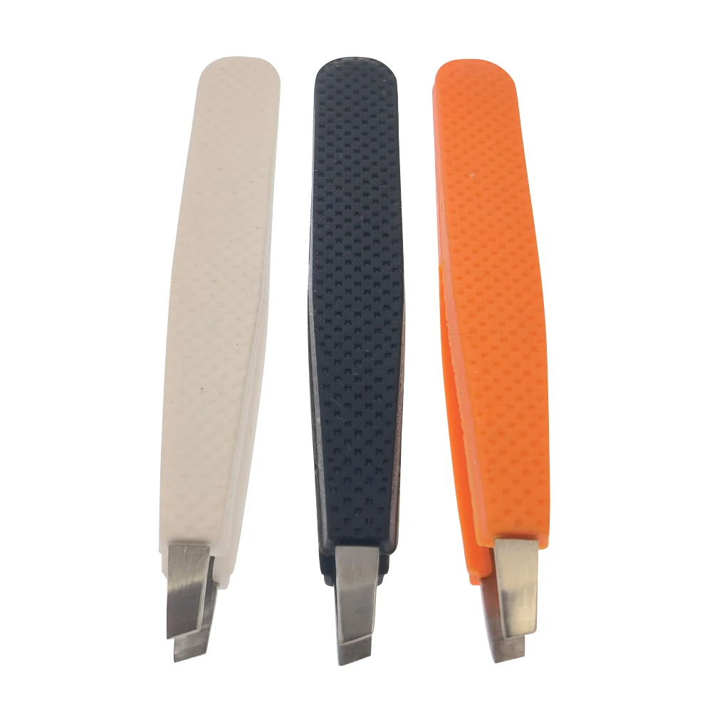 Charming Precision Cute Orange Eyebrow Tweezers with Silicone Handle