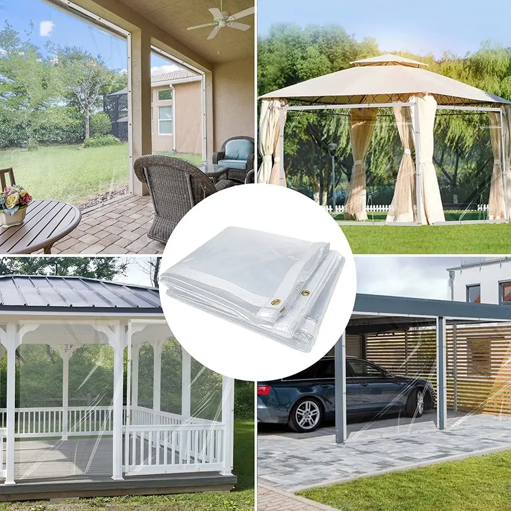 LIYUAN Clear Plastic Tarp Windproof Clear Vinyl Tarps for Outdoor Garden Curtain