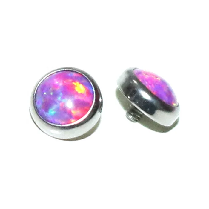 ASTM F136 Titanium Internally Threaded Opal Dermal Anchor Top Microdermal Body Jewelry