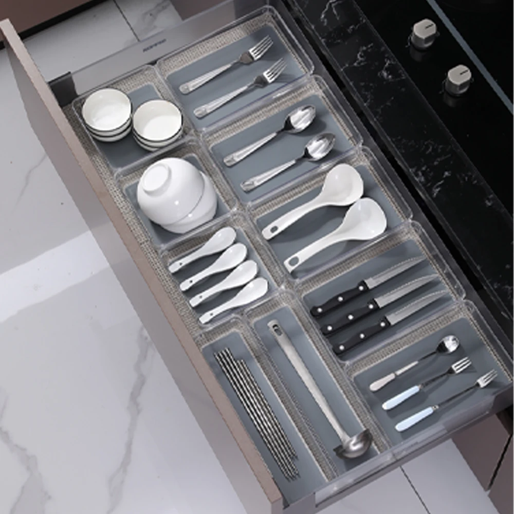 Wholesale  4sizes stackable PET eco-friendly waterproof clear drawer organizer box for home