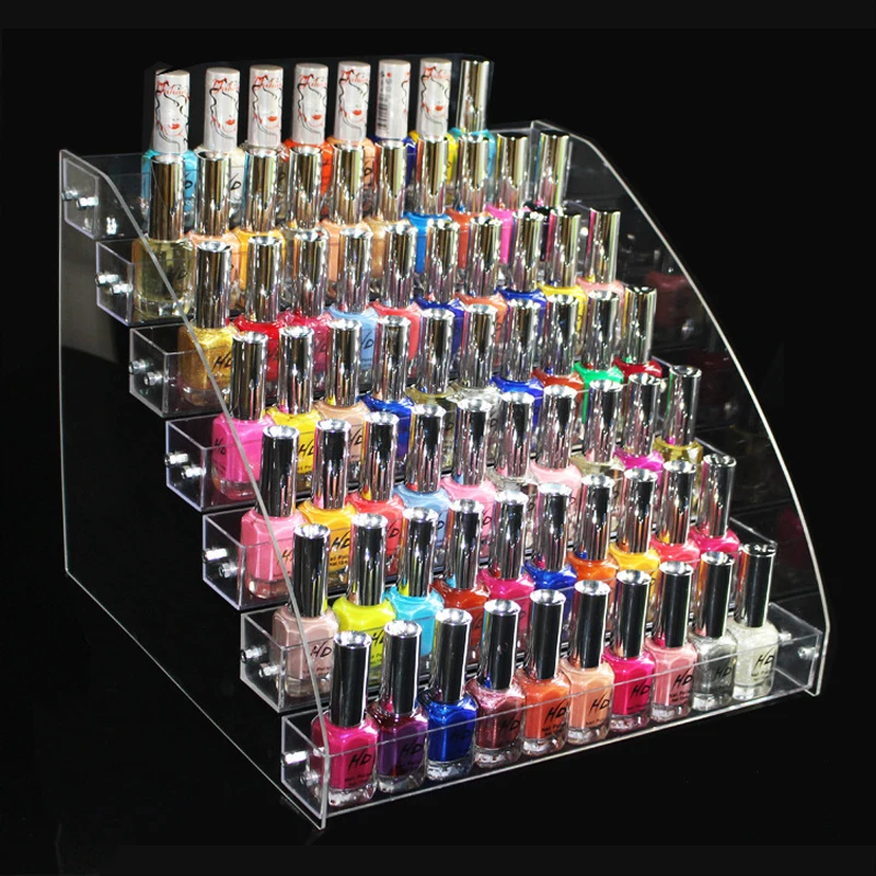 Plastic PS  Nail Polish Rack Salon Exhibition Wall 7 Layers Nail Polish Rack Storage Shelf
