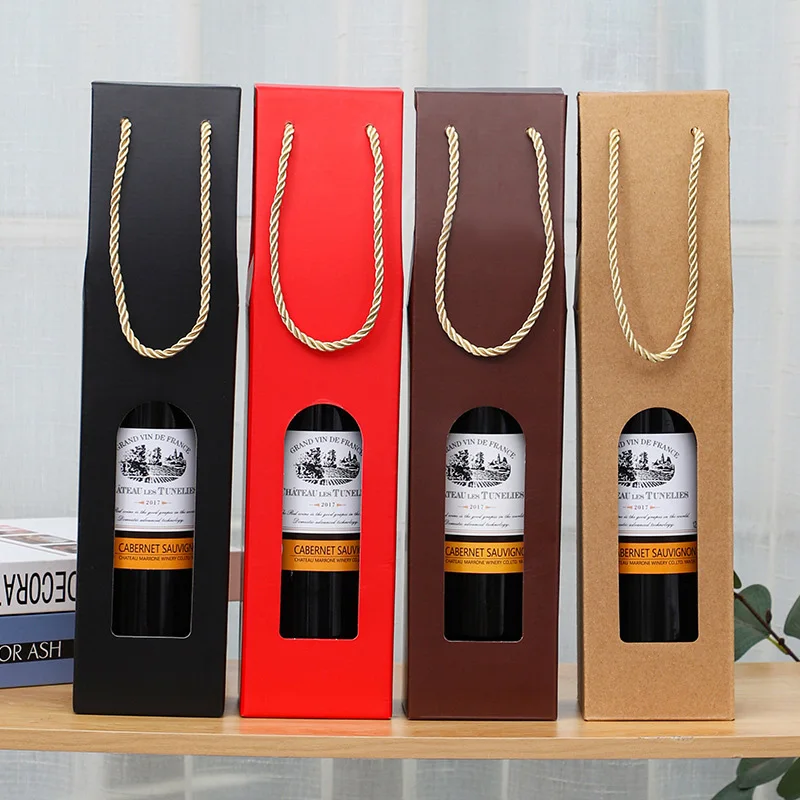 custom luxury vodka tequila cardboard folding red wine box packaging corrugated double/single wine gift box with window