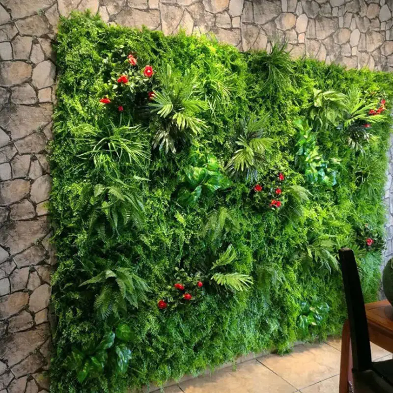 Wholesale Artificial Panel Hedges Roll Plastic Boxwood Grass Green Wall Faux Vertical Plants Wall For Garden Decoration
