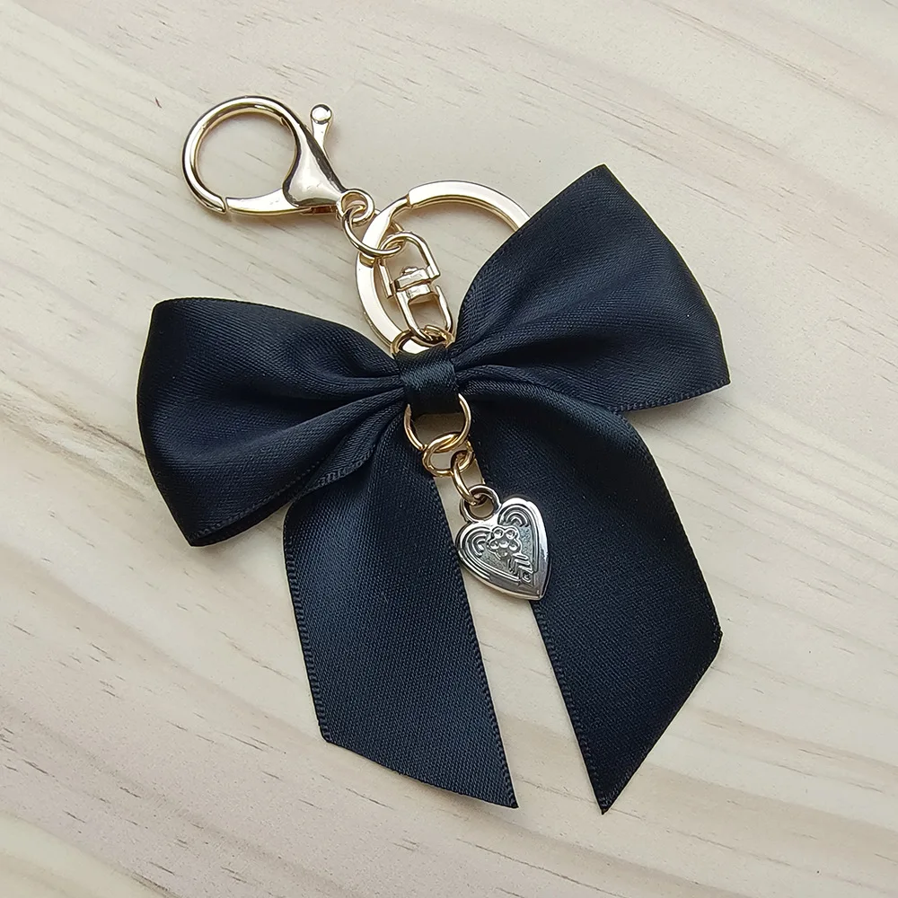 Customizable Handmade Ribbon Bow Keychain Hot Fabric Cheer Keyring and Bag Charm Personalized Keychains