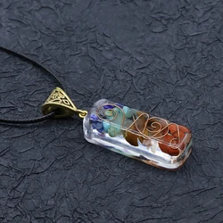 Wholesale Reiki Colorful Healing Stone 7 Seven Chakra Orgone Energy Pendulum Amulet Crystal Pendant Necklace