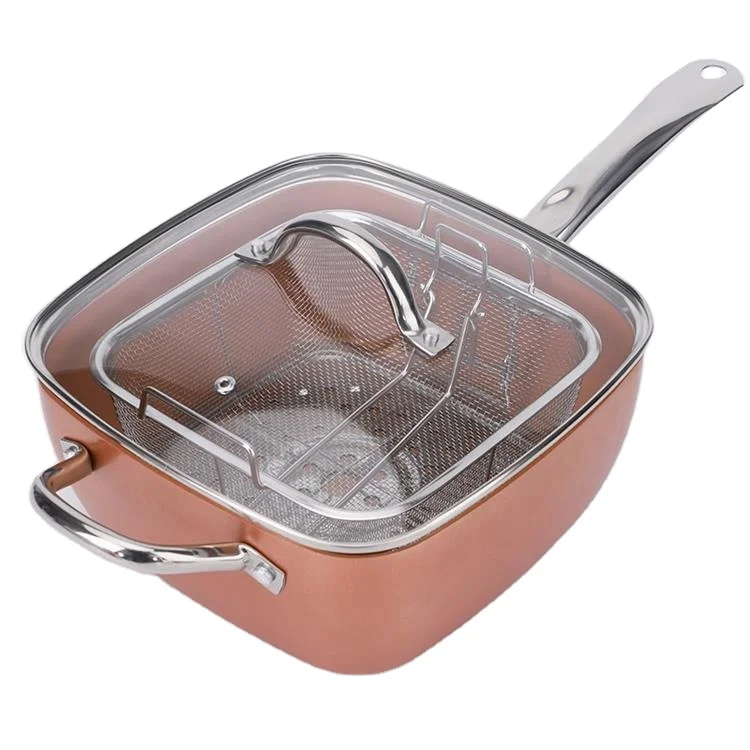 China-made copper-color aluminum alloy square soup pot non-stick kitchen soup square soup pot
