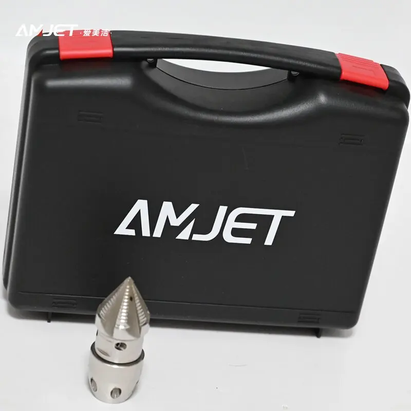 AMJET Immediate results 300 bar Stainless steel rotary nozzle 3/4  female thread High-pressure nozzle for cleaning clogged pipes