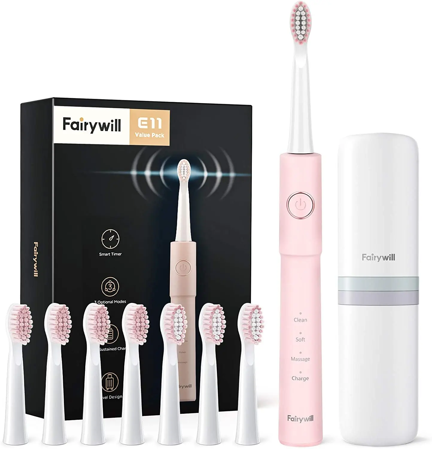  Fairywill FW E11 IPX7 из водонепроницаемого материала на очень чистки 5 режимов электрической цепи электрическая зубная щетка щётка для мужчин и