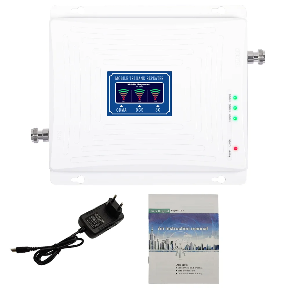 Tri band signal repeater CDMA850/DCS1800/WCDMA2100mhz mobile network amplifier /extender