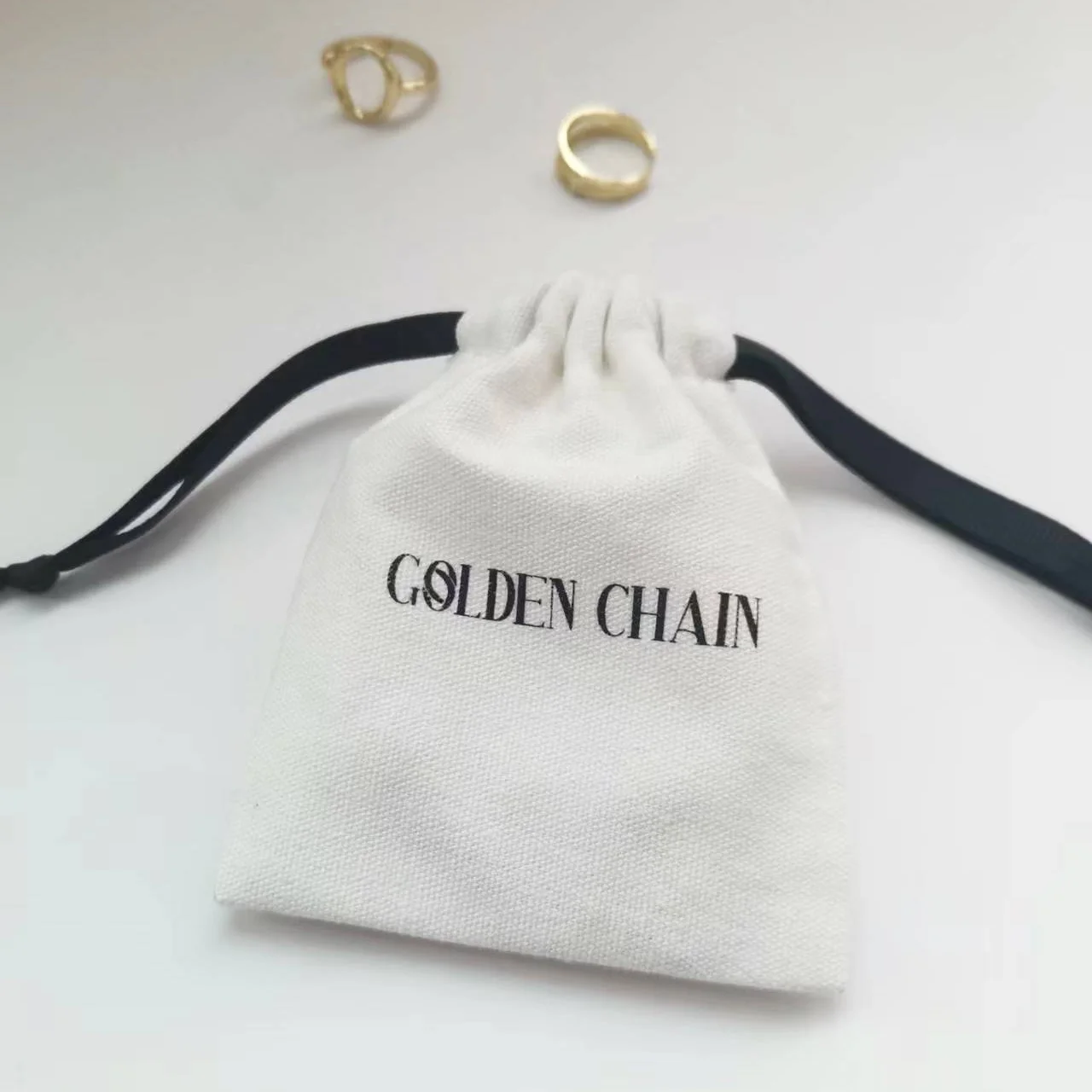 Promotional organic cotton dust drawstring bags custom jewelry packaging pouch