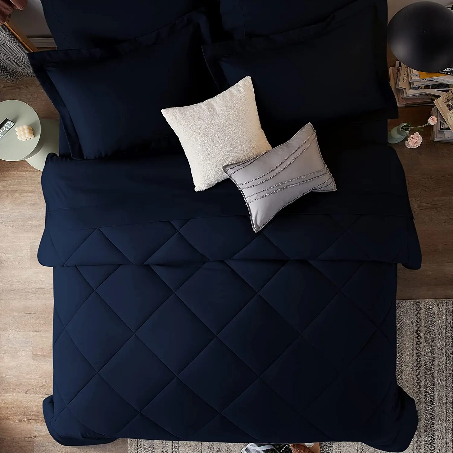 ALPHA TEXTILE navy blue comforter set microfiber Reversible Comforters all-season polyester comforter