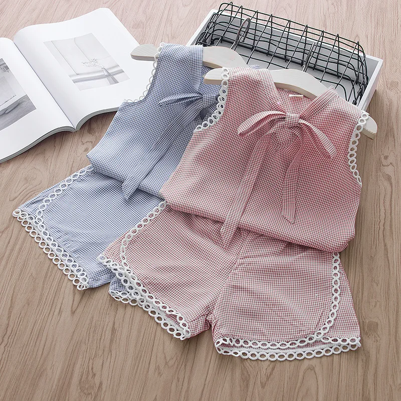 Girls summer new style Korean style  clothes foreign style baby fashionable vest shorts two-piece suit