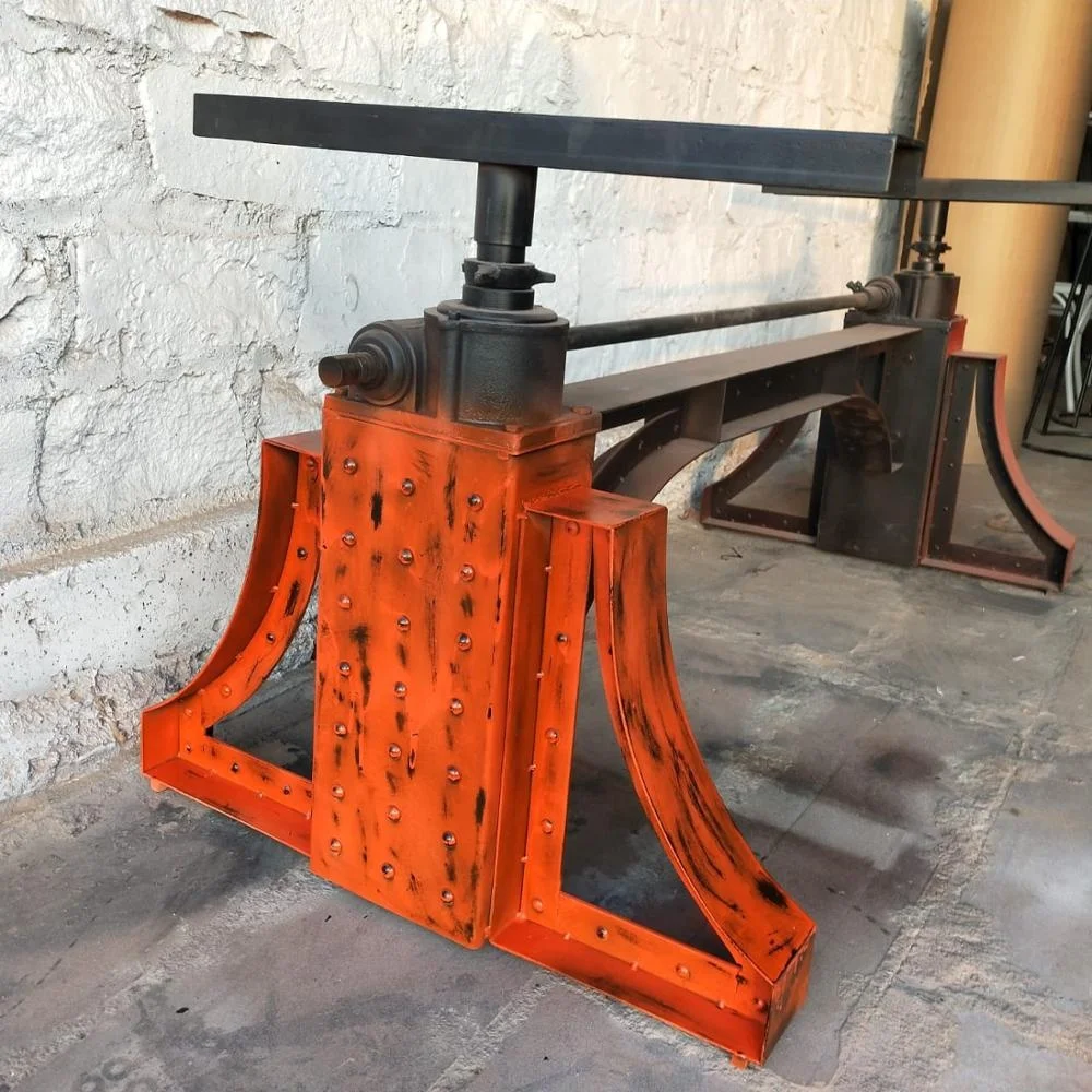 Industrial Red Bronx Hand Crank Dining Table Base Furniture Leg for Table Metal Iron Black Heavy Duty Powder Coated Vintage