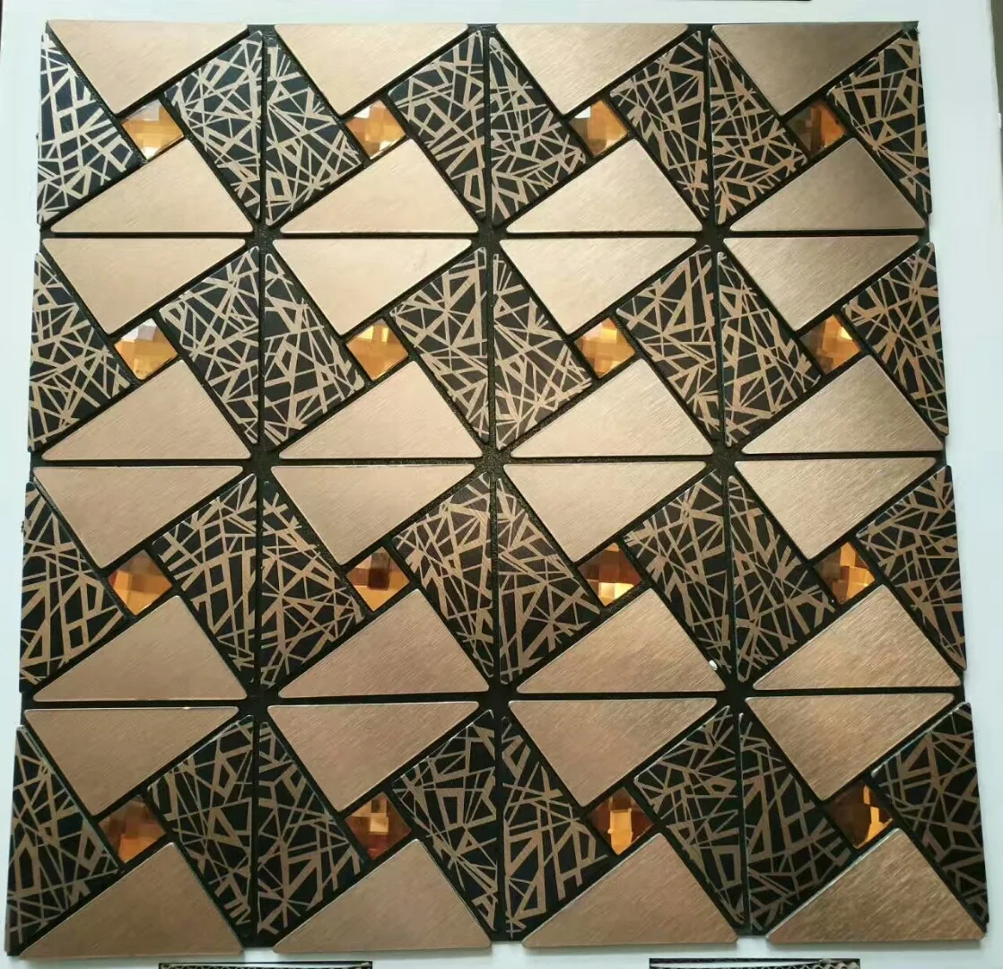 Windmill design 30*30cm  crystal glossy  Wall Decoration  Self-adhesive Aluminium Mosaic Tiles