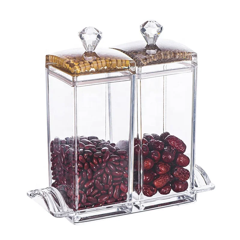 
5832LS2 1800ML 2Pcs:Hot Selling Food Grade Acrylic Tank Cereals Storage Jars Sealing Food Preservation Plastic Bottles 