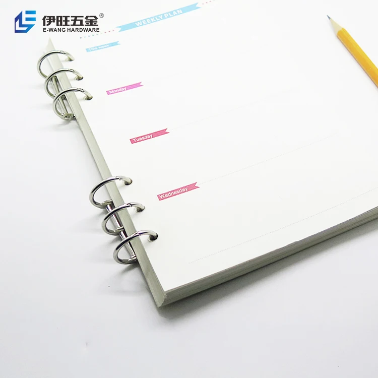 YIWANG Wholesale High Quality Loose leaf A4 3 Ring Binder Calendar Ring For Diary