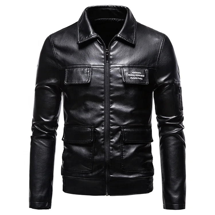 
Cheap price autumn and winter camel pu leather bubble genuine jacket for mens 