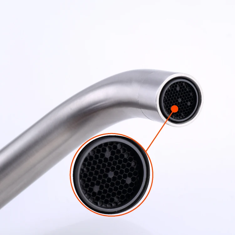 AMIGO Functional 304 Stainless Steel Goose neck Kitchen Faucet Water Mixer taps