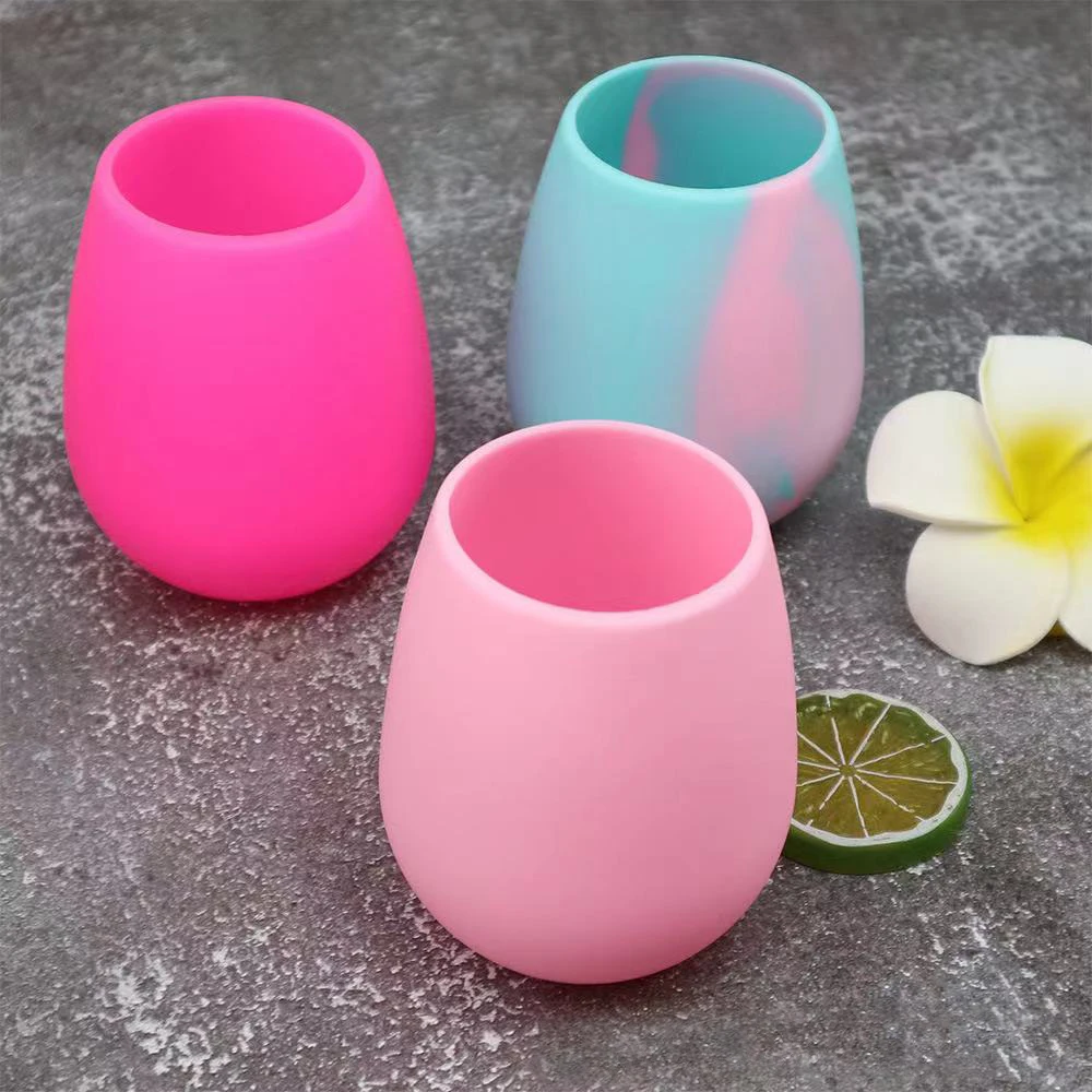 New BPA Free Food Grade Material Red Drinking Party Maker Silica Gel Rubber Glasses Cup Silicone Wine Glass