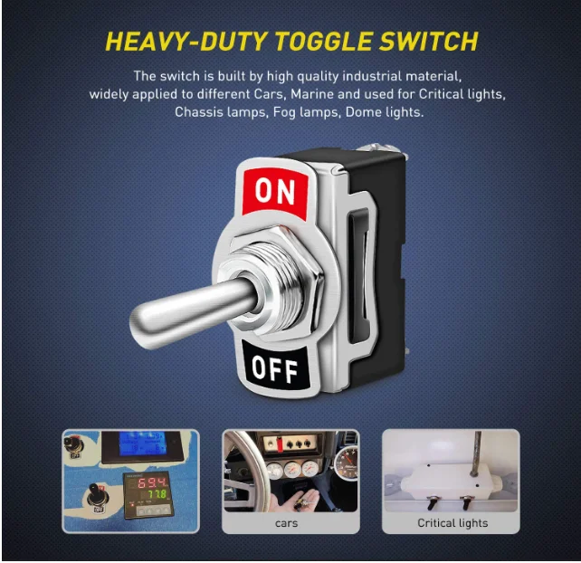 YUENFUNG Heavy Duty Rocker Toggle,15A 250V 20A 125V SPST 2 Pin ON/Off Switch Metal Bat