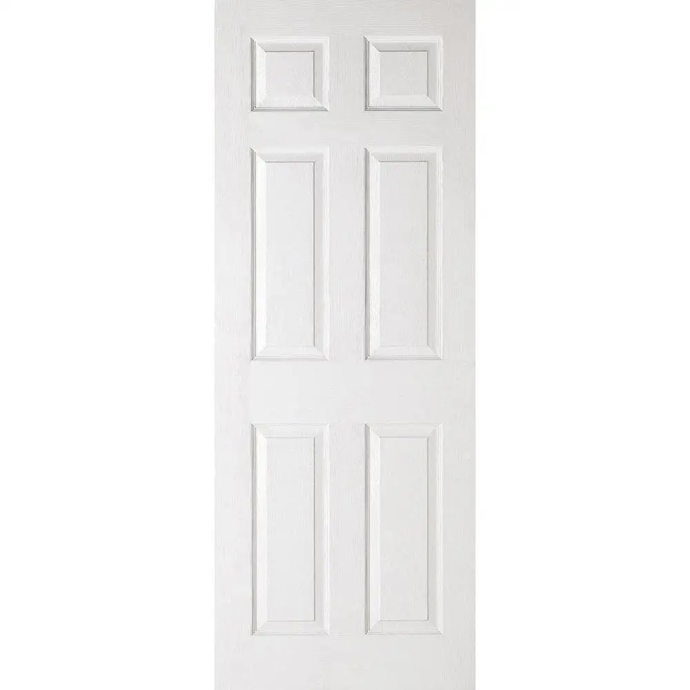 Внутренняя дверь белого цвета с литой текстурой 6 панелей LPD древесным покрытием