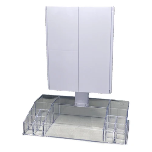 Upgraded 3 Folded Lighted Vanity Mirror with Organizer