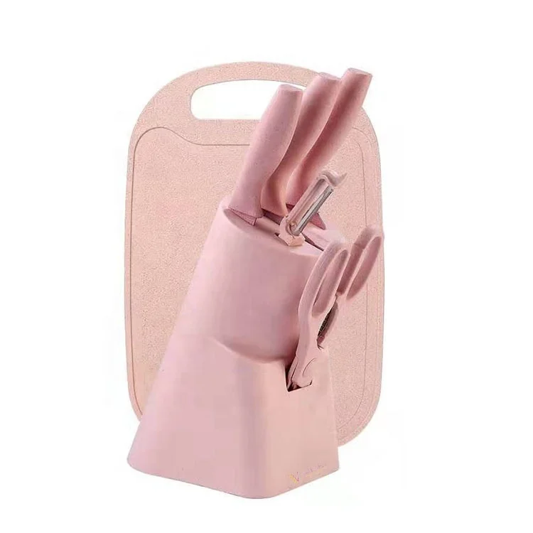 Pink Green Beige Shopee Lazada Hot Sale Wheat Straw Kitchen Accessories Tools Knife Gadgets Set