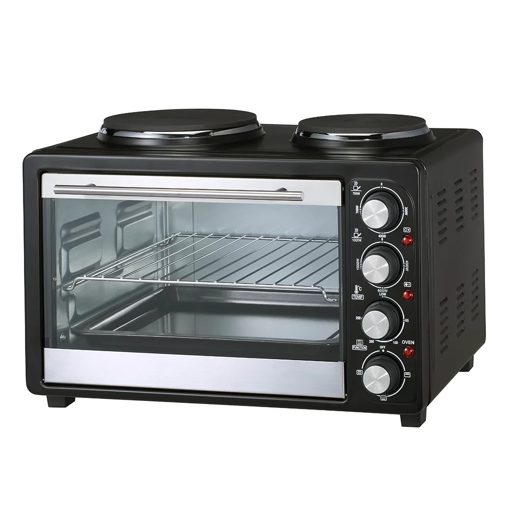 kitchen electric appliance oven 23L TO 100L Capacity with 2/3 hotplates OEM multifunctional mechanical household pizza oven