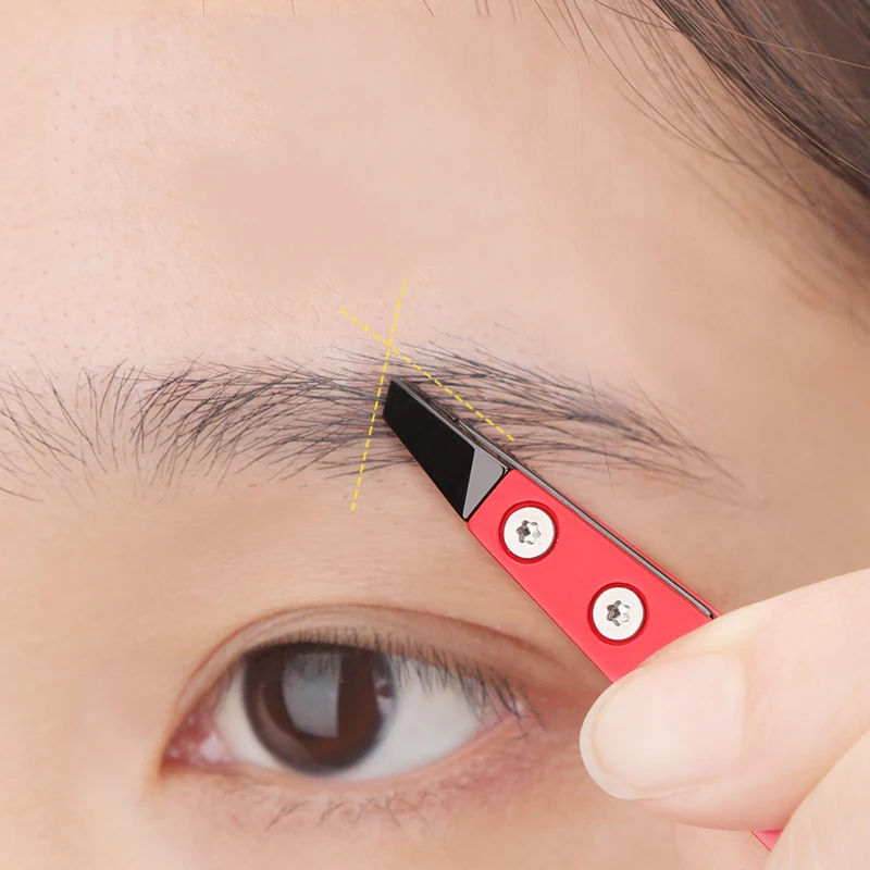 Professional Eyelash Tweezers Precision Eyebrow Tweezers Custom Personalized Stainless Steel Slanted Tweezers With Ceramic