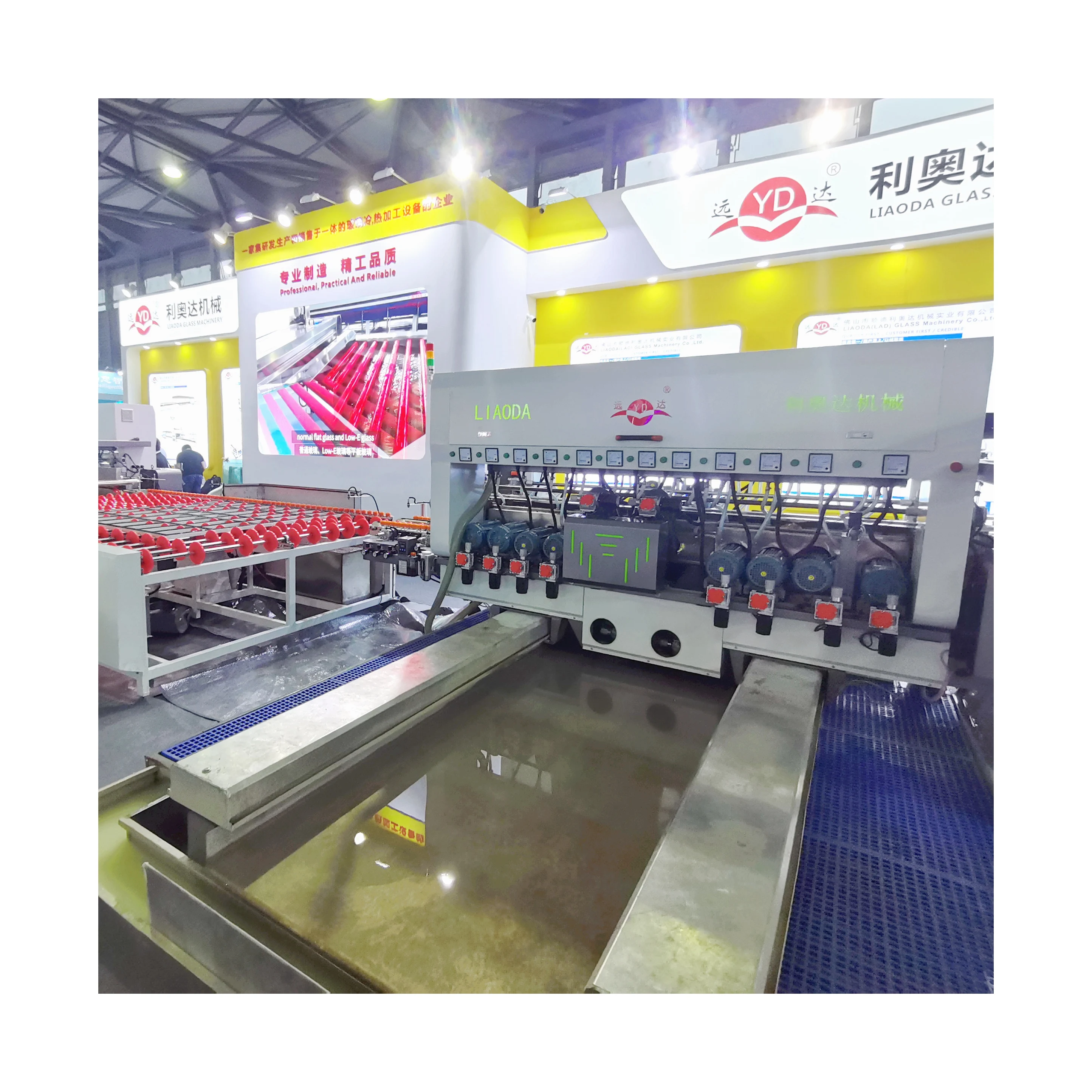 Automatic All Servo Motor Glass Double Edging Machine Four Side Edging Production Line